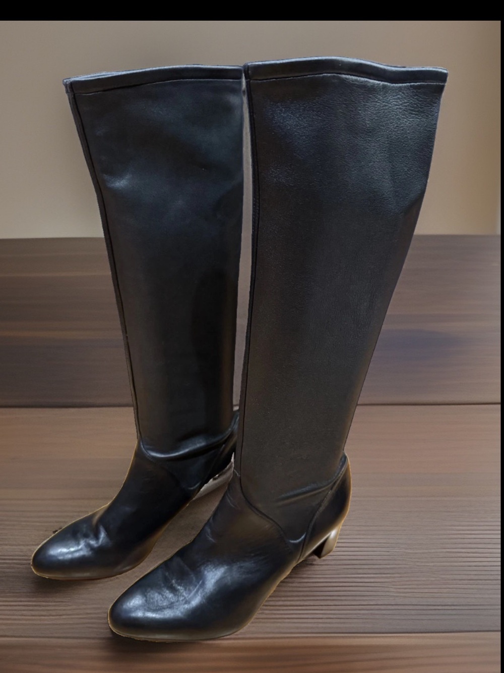 Cole Haan NikeAir Women's Black Knee-High Leather Stretch Pull On Boots